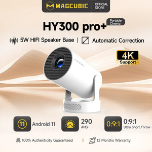 Magcubic HY300 Pro + Ultra Projector 4K 720P Portable Projector with WiFi 6 BT5.4 Auto Vertical Keystone 5W Speaker 180 Rotation